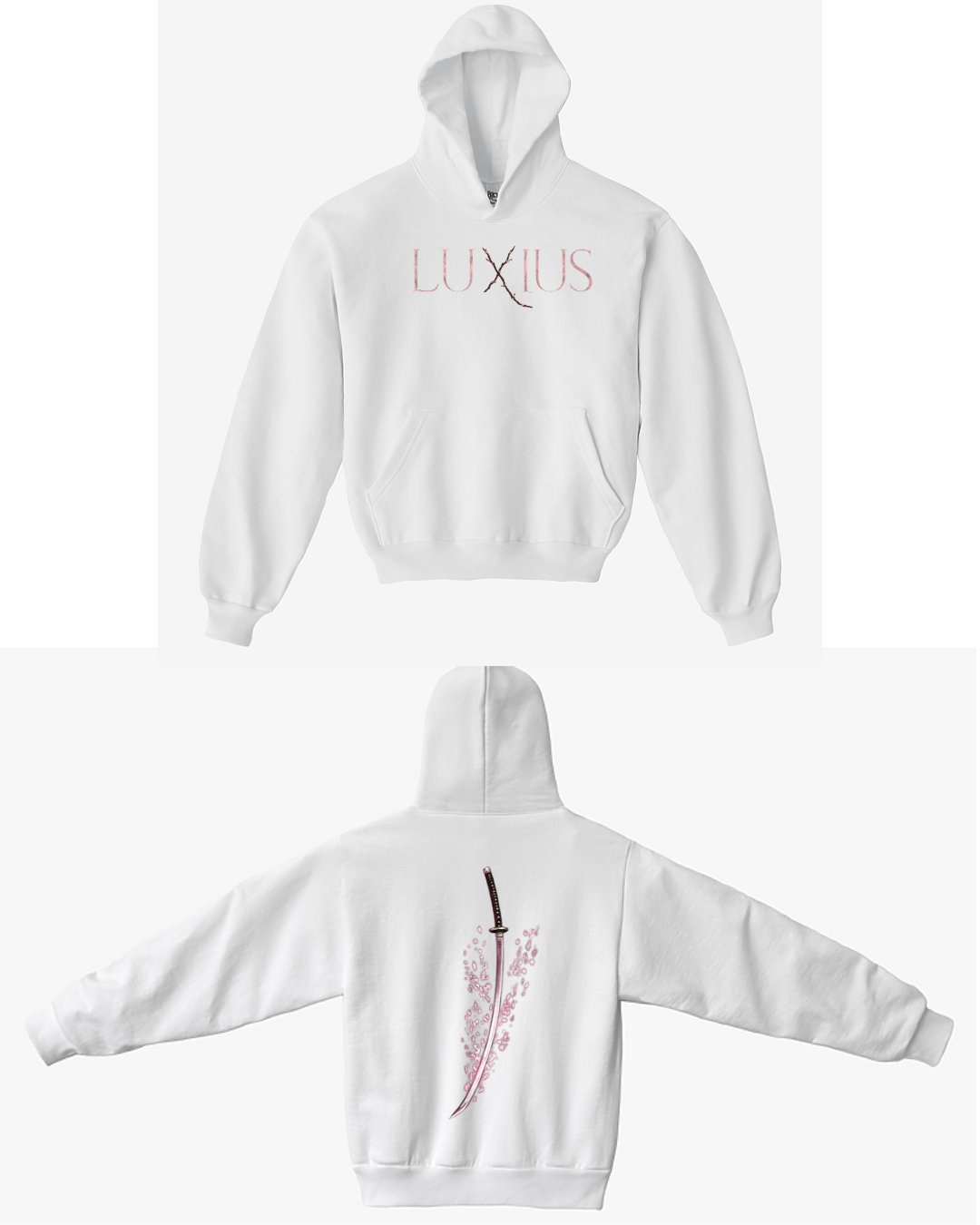 "Sakura Sword" Oversized Hoodie- White