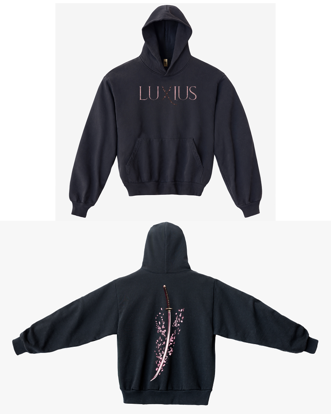 "Sakura Sword" Oversized Hoodie- Black