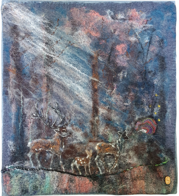 Der Pfad, Filz auf Akustikplatte, 35 x 35 cm, 800.-