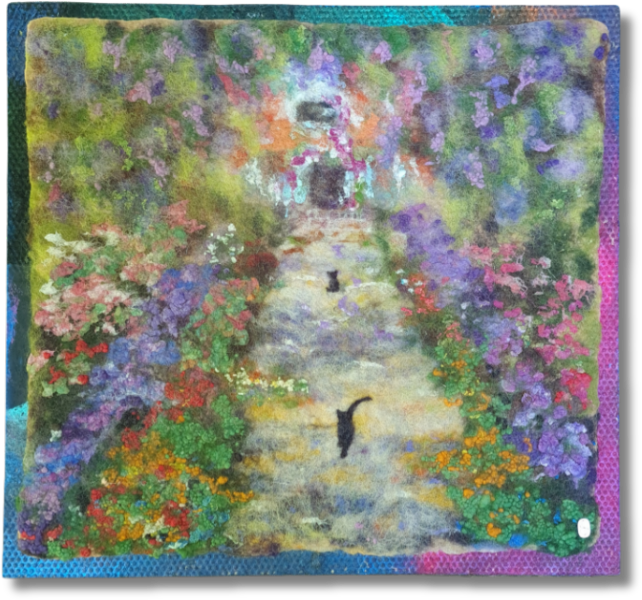 Monet träumt,
Filz auf Akustikplatte, 48 x 46 cm,
1100.-