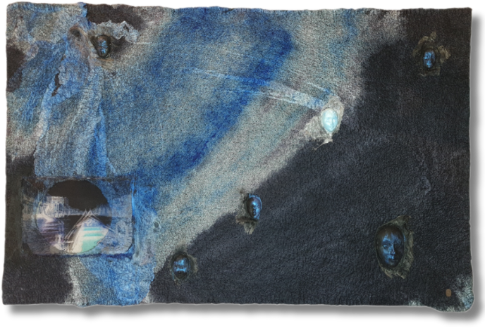 Mistero, Filz auf Akustikplatte, 90 x 58 cm, 1500.-