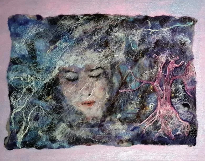 Spring Will Come, Filz auf Keilrahmen, 45 x 35 cm, 800.-