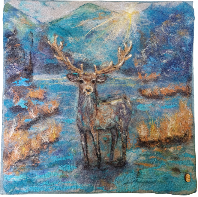 Seelenklang, Filz auf Akustikplatte, 38 x 38 cm, 800.-