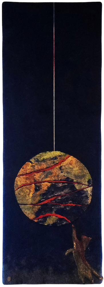 Fractured Equilibrium, felt painting on stretcher frame, 30 x 90 cm