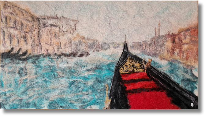 Gondola, Filz auf Akustikplatte, 88 x 50 cm, 1500.-