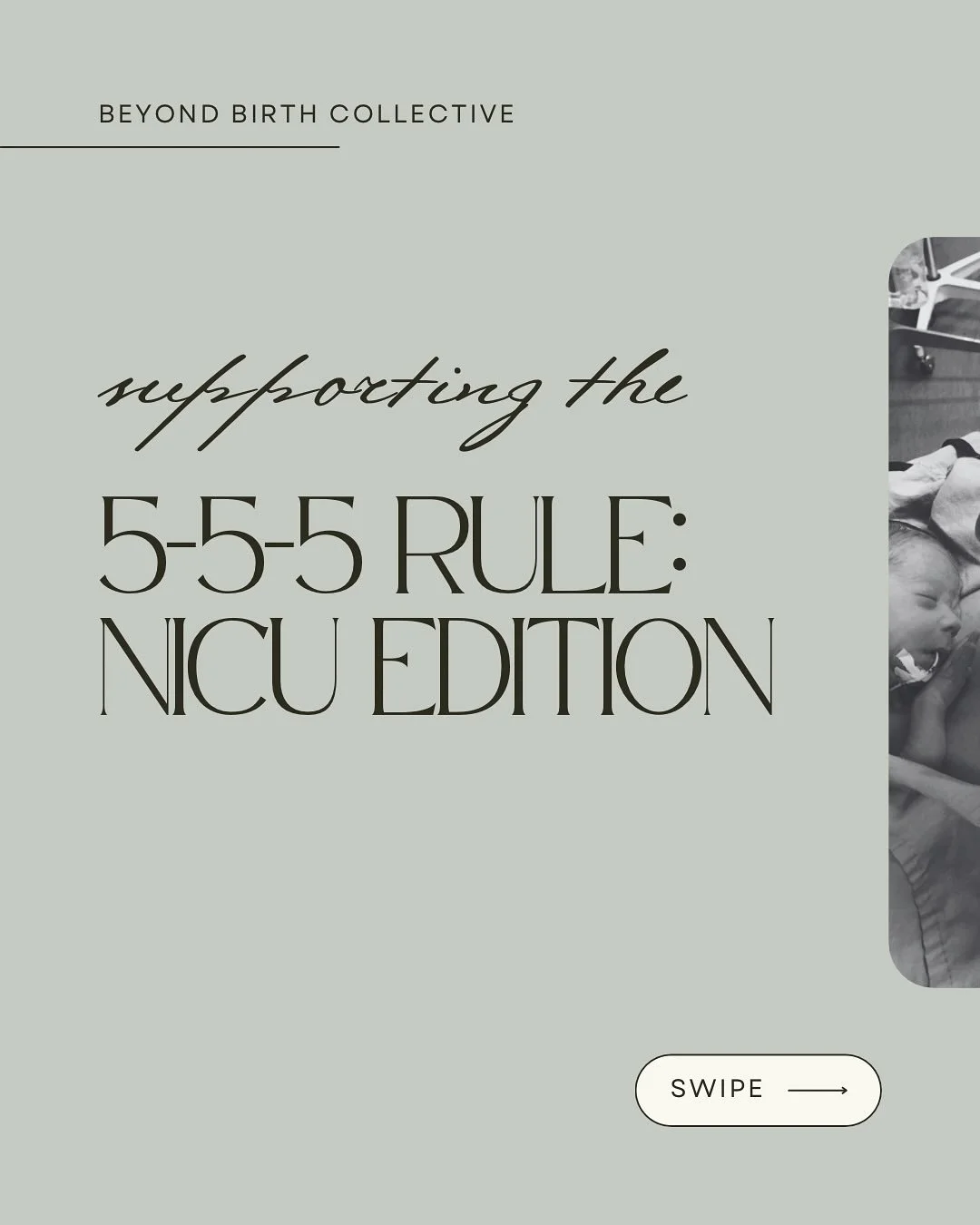 supporting the 5-5-5 rule: NICU edition 🏥

The 5-5-5 rule comes from the First Forty Days philosophy:
5 days in bed to fully rest and bond,
5 days on the bed easing back into gentle movement,
5 days around the bed slowly re-entering daily life with 
