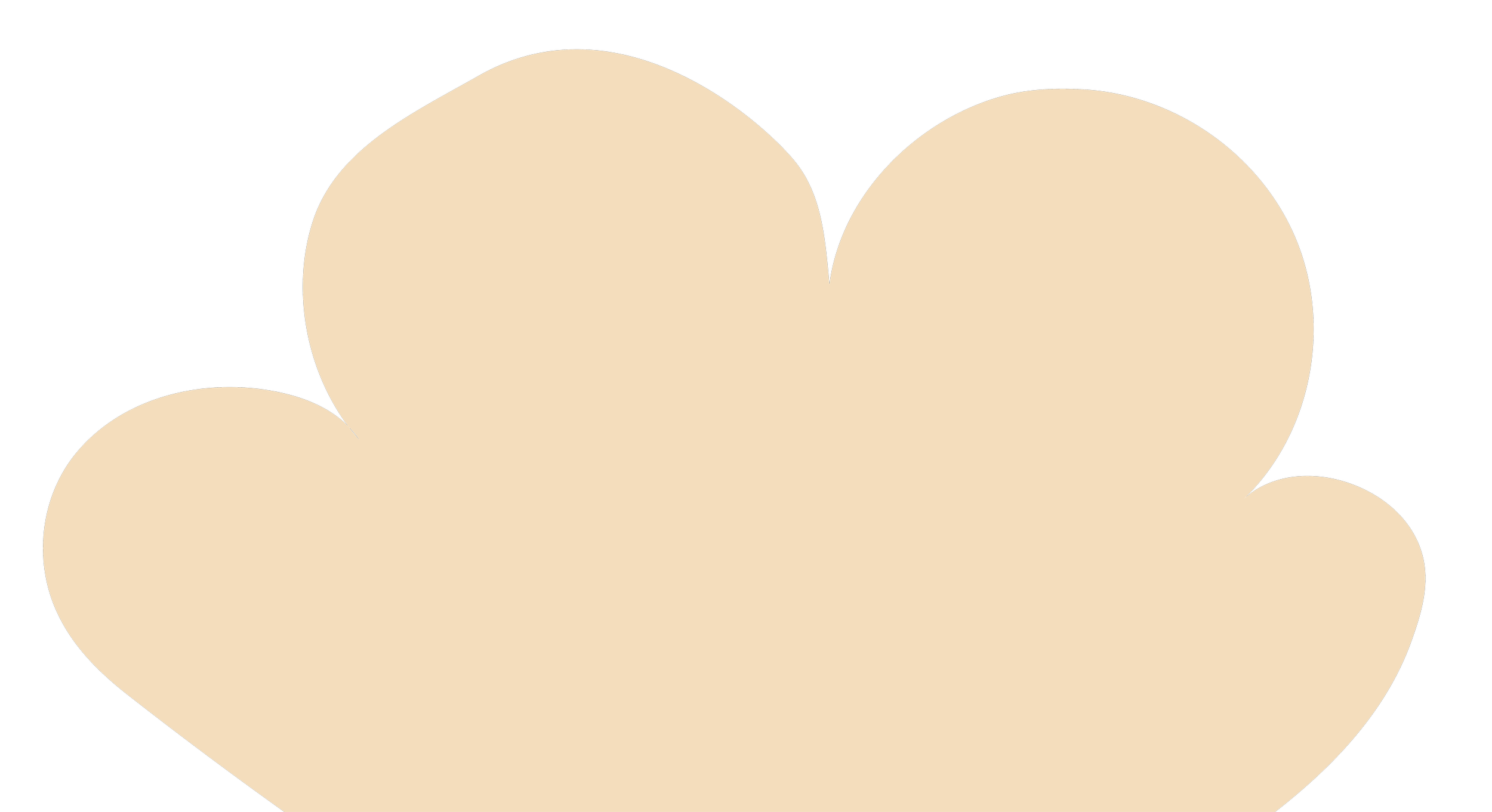 A cartoon display of a beige speech or thought bubble on a black background.