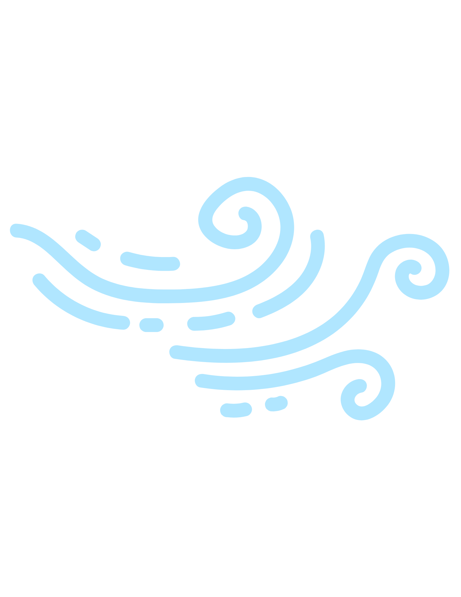 Blue and black stylized ocean waves with swirling patterns on a black background.