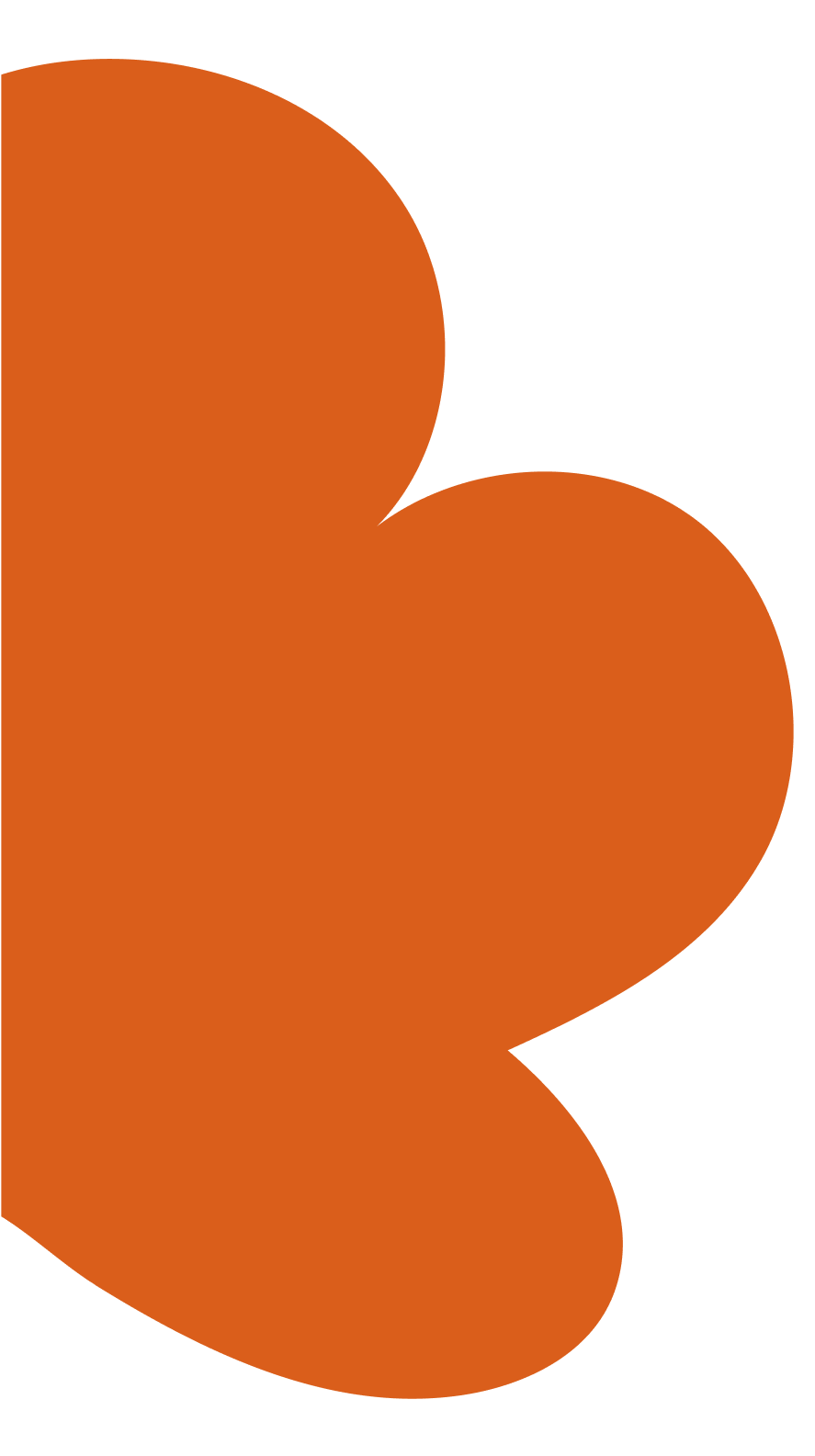 A large, stylized orange shape