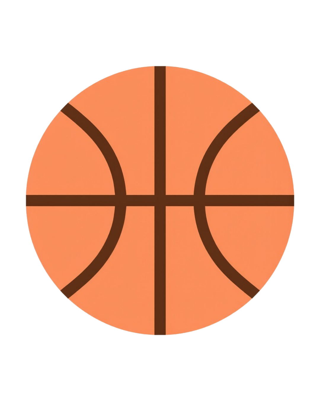 Illustration of a basketball with its characteristic orange color and black lines