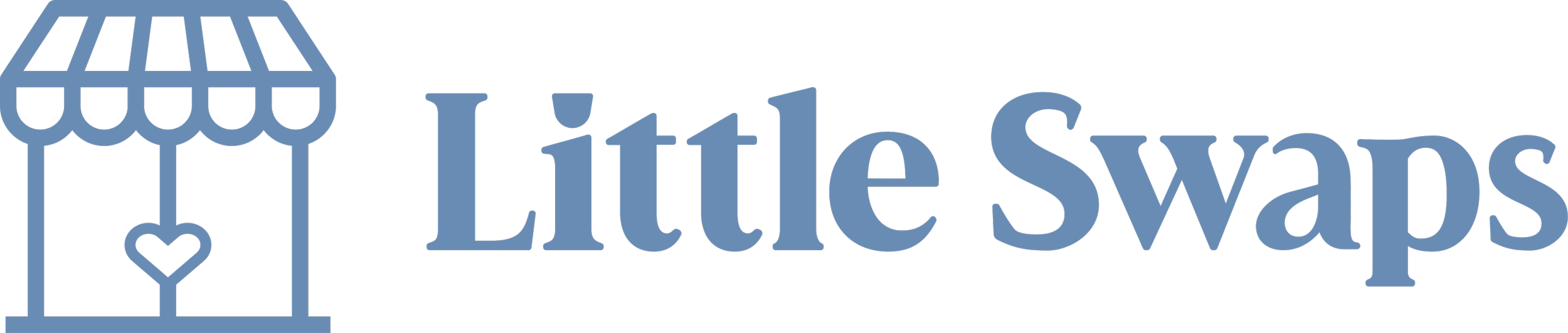 Logo of Little Swaps with a heart inside a shopping bag icon.