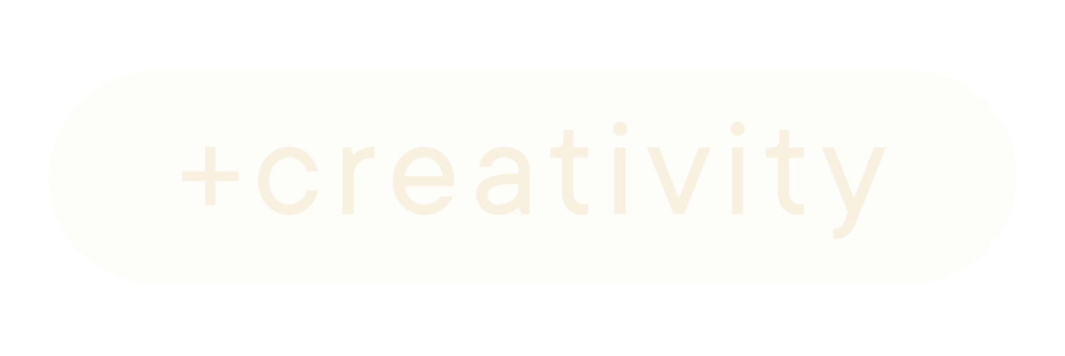 A beige oval button with the word 'creativity' faintly visible in the center.