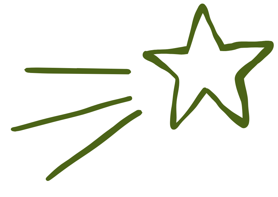 A green star with motion lines indicating movement.