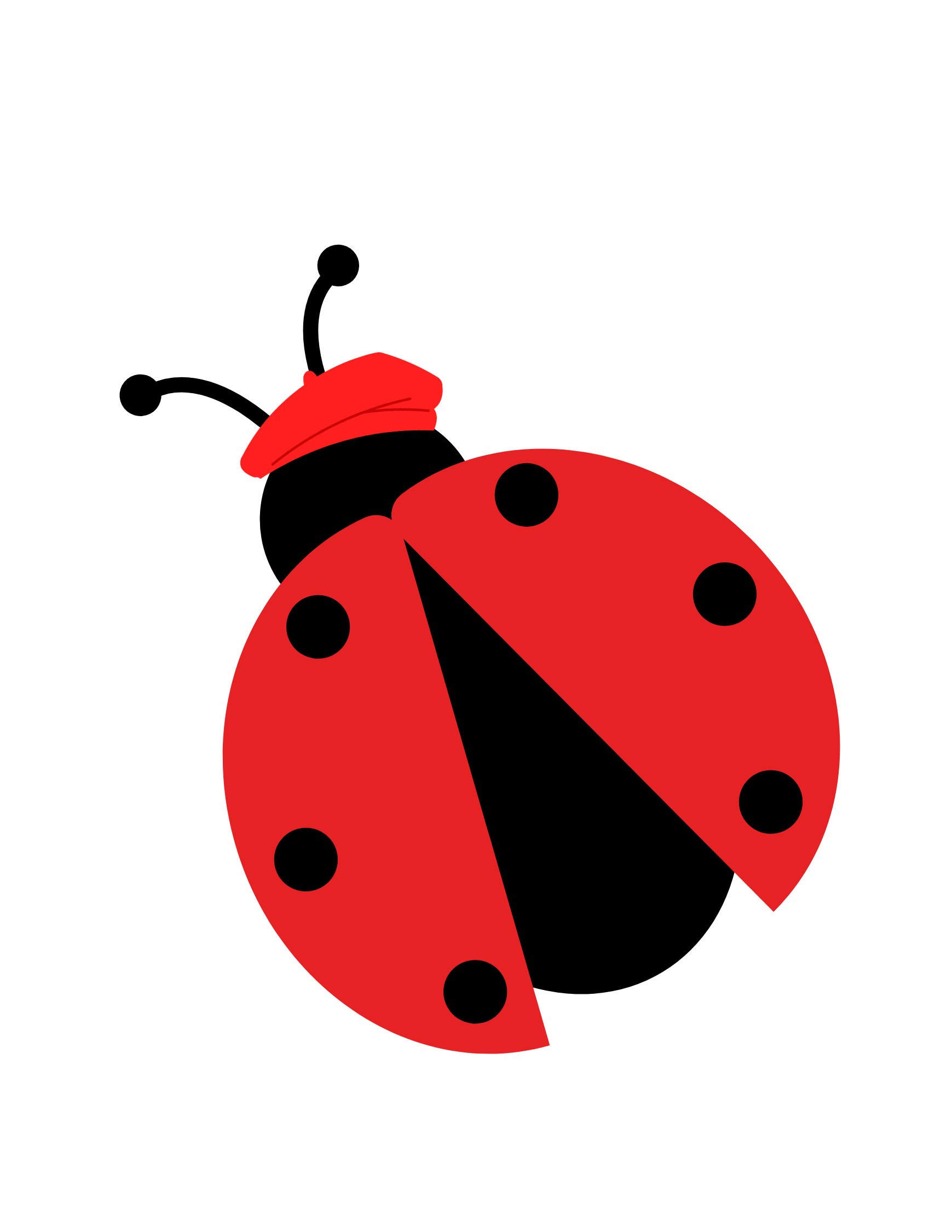 Red ladybug with black spots on a black background.