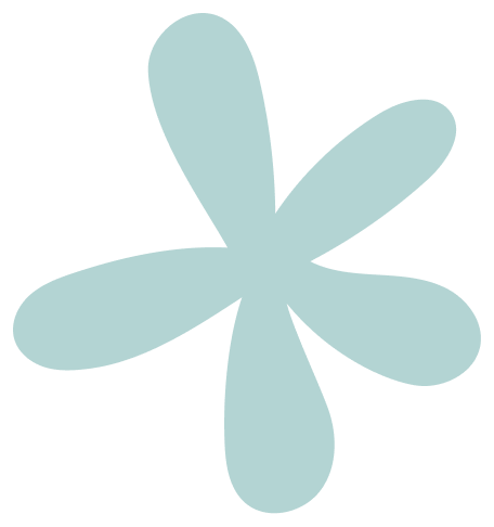 Light blue abstract flower shape on a black background.