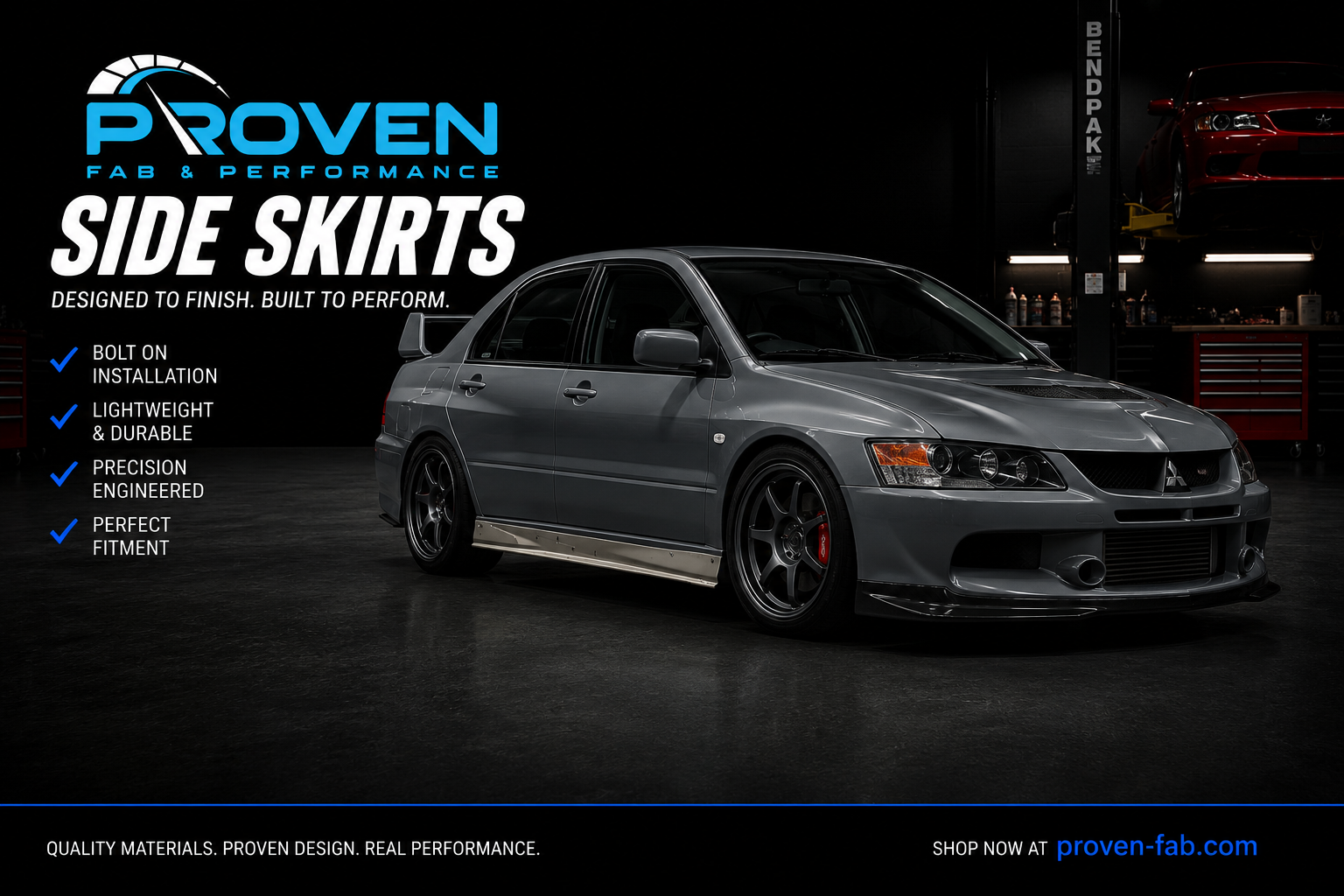 Mitsubishi EVO 8 Side Skirts 6" (1-3 Week Lead Time) NO QUICK RELEASE OPTION