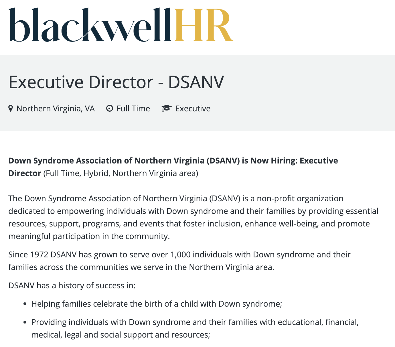 DSANV Executive Director Search Update