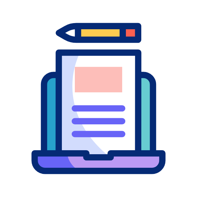 Icon of a smartphone with a document displayed on the screen and a pencil above it.