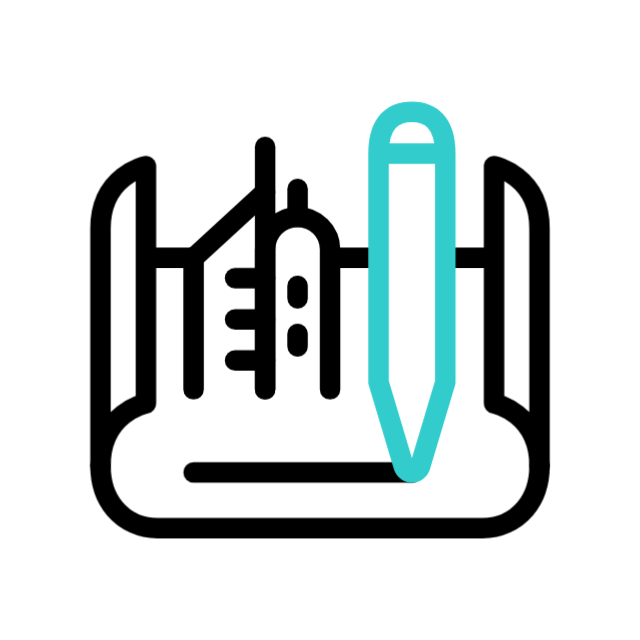 Outline of a pilot's flight helmet with a stylized pen overlay