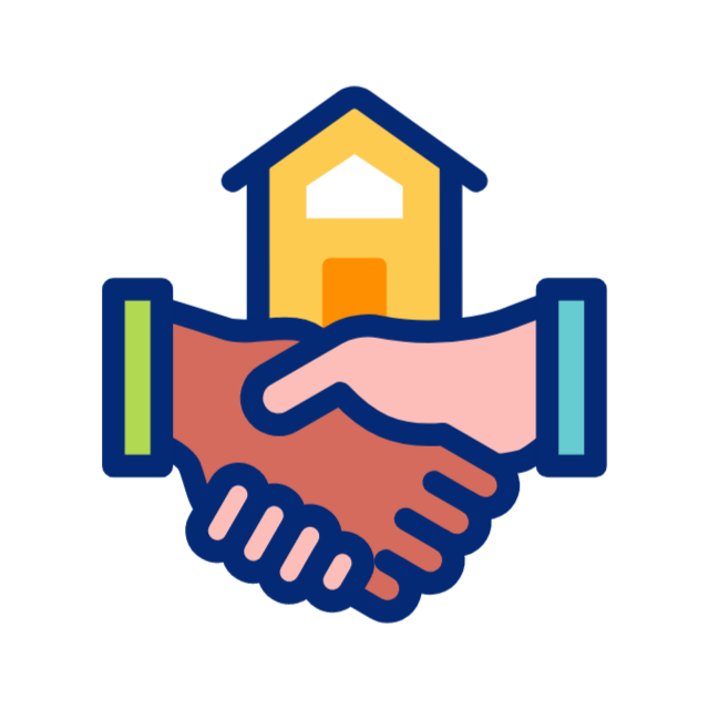 Illustration of a handshake with a house in the background.