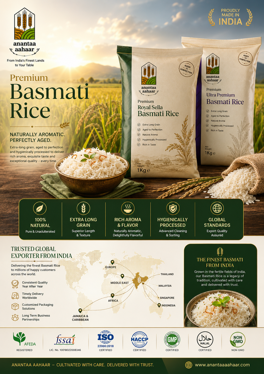 Premium 1121 Golden Sella Basmati Rice – long-grain, aromatic, export-quality basmati rice from India.