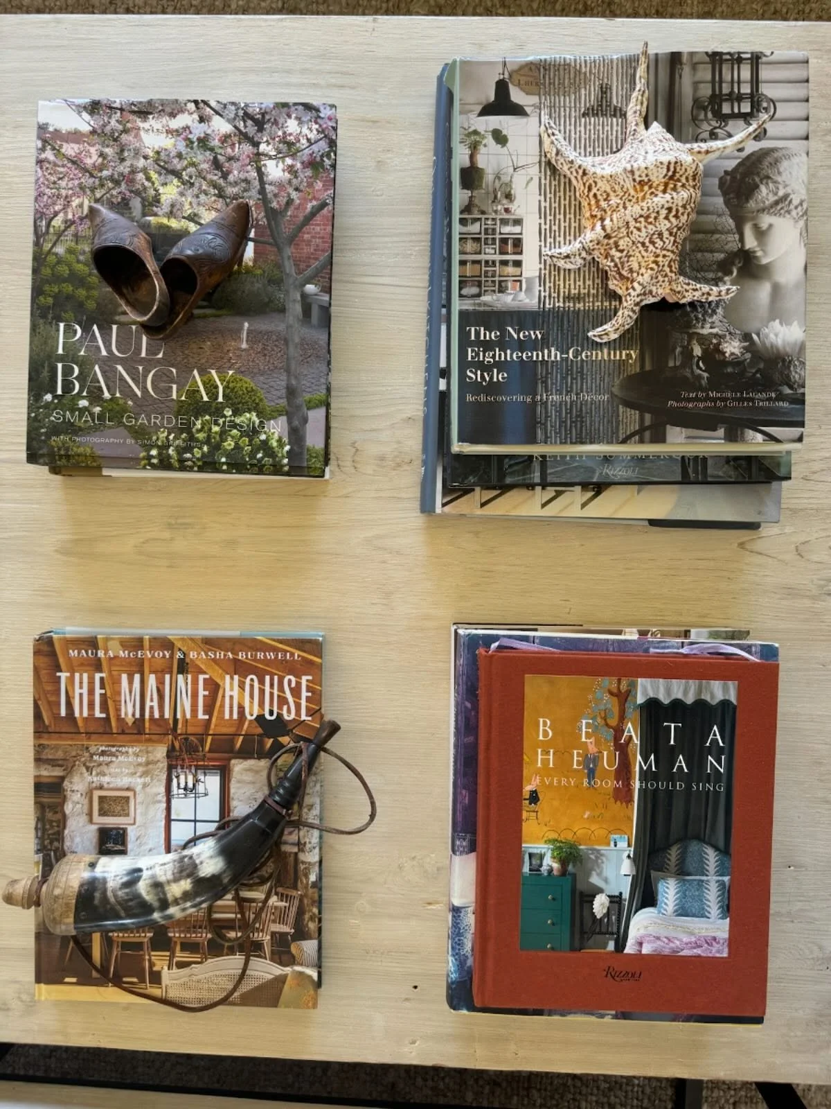 Current coffee table book rotation at the Paseo house. What&rsquo;s yours?
.
.
.
#capecod #bayhouse #bayhouseproperties #antiques #remodel #decor #interiors #osterville #coastal #newengland #cottage #beachcottage