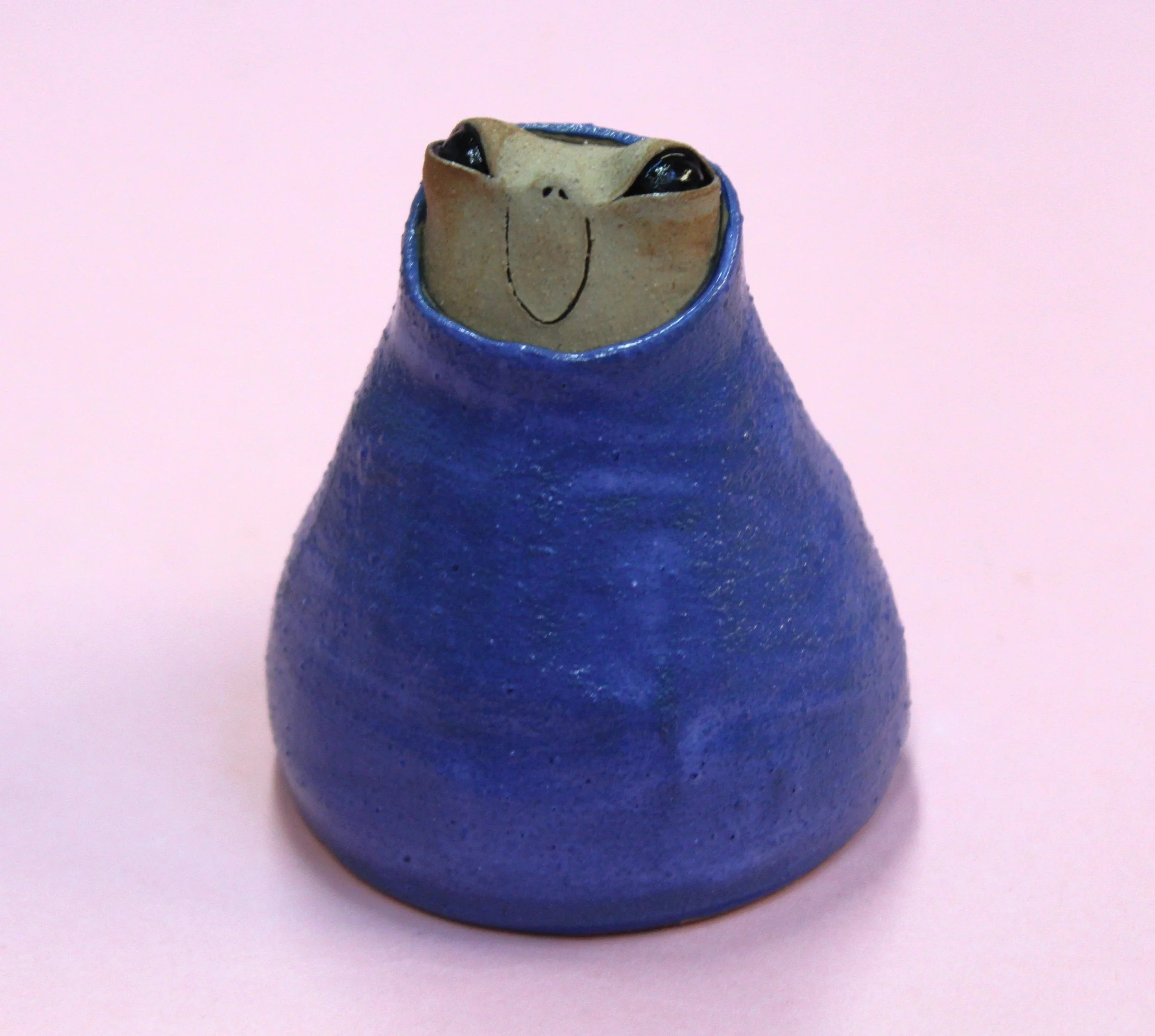 Creature in a Blue Outfit - Handmade Ceramic Creature Sculpture