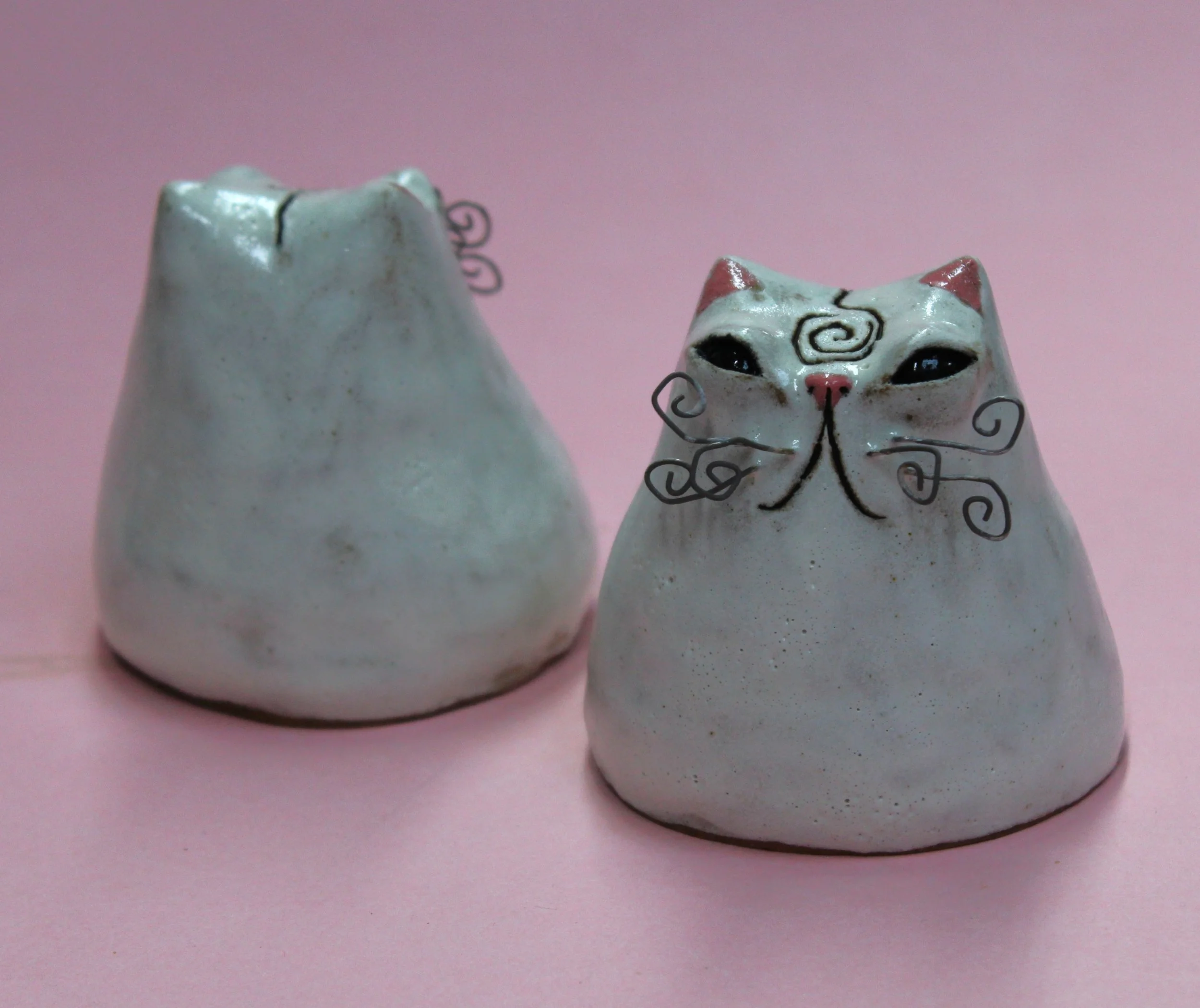 Curly Kitten - Handmade Ceramic Cat Creature Sculpture