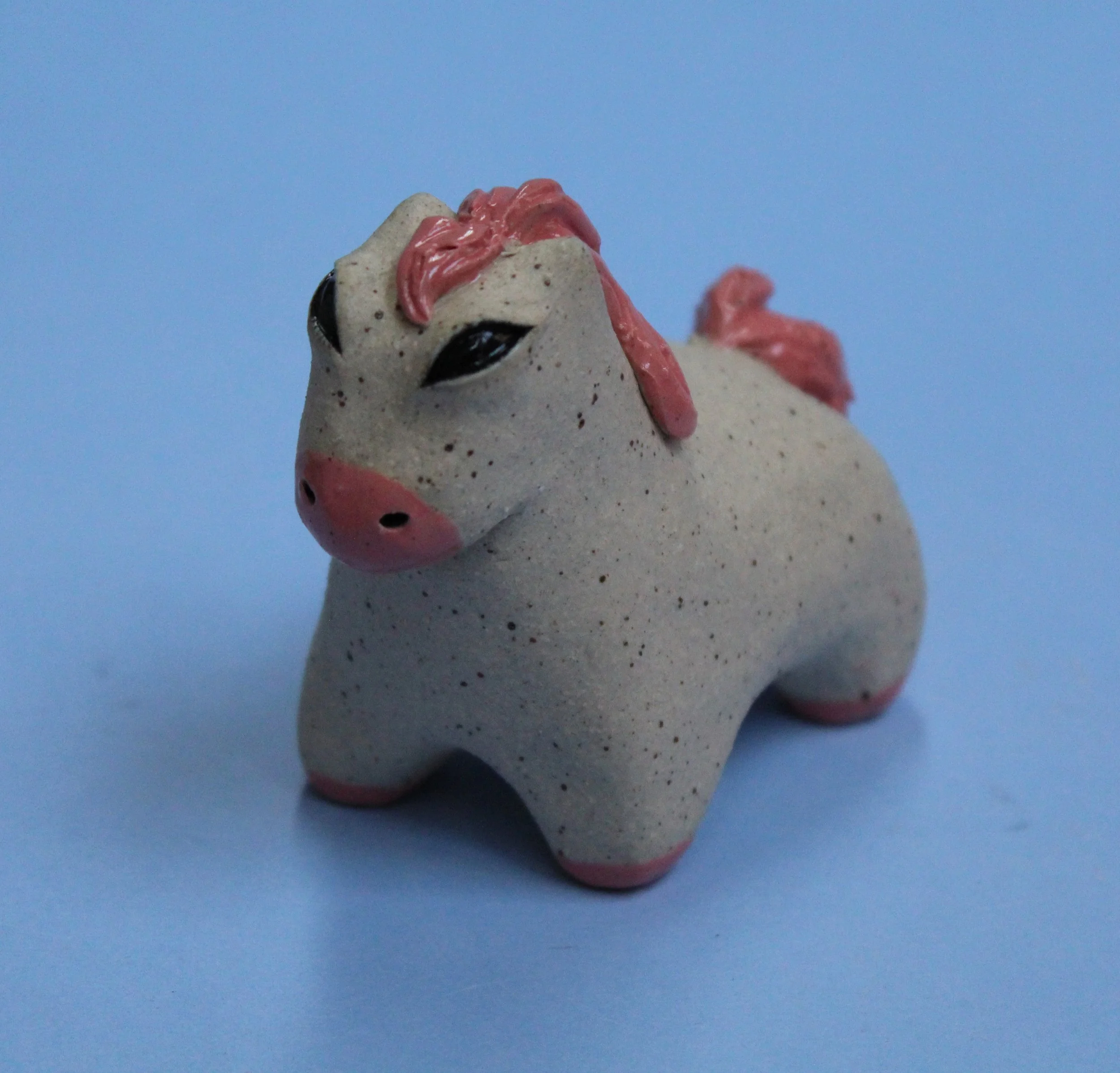 Chunky Horse Handmade Ceramic Creature Sculpture - Pink Horse 2