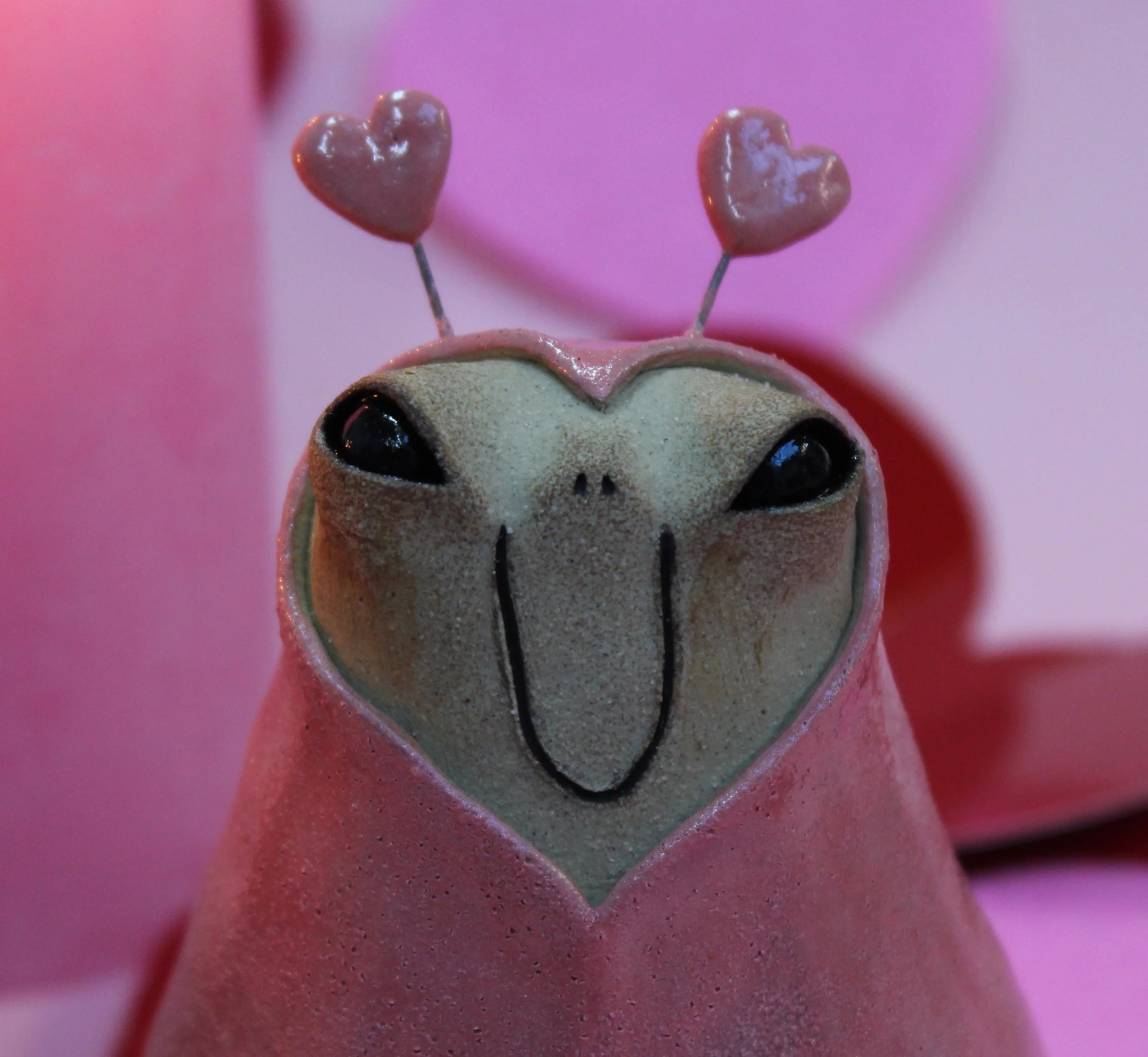 Creature in a Pink LoveSuit - Handmade Ceramic Creature Sculpture