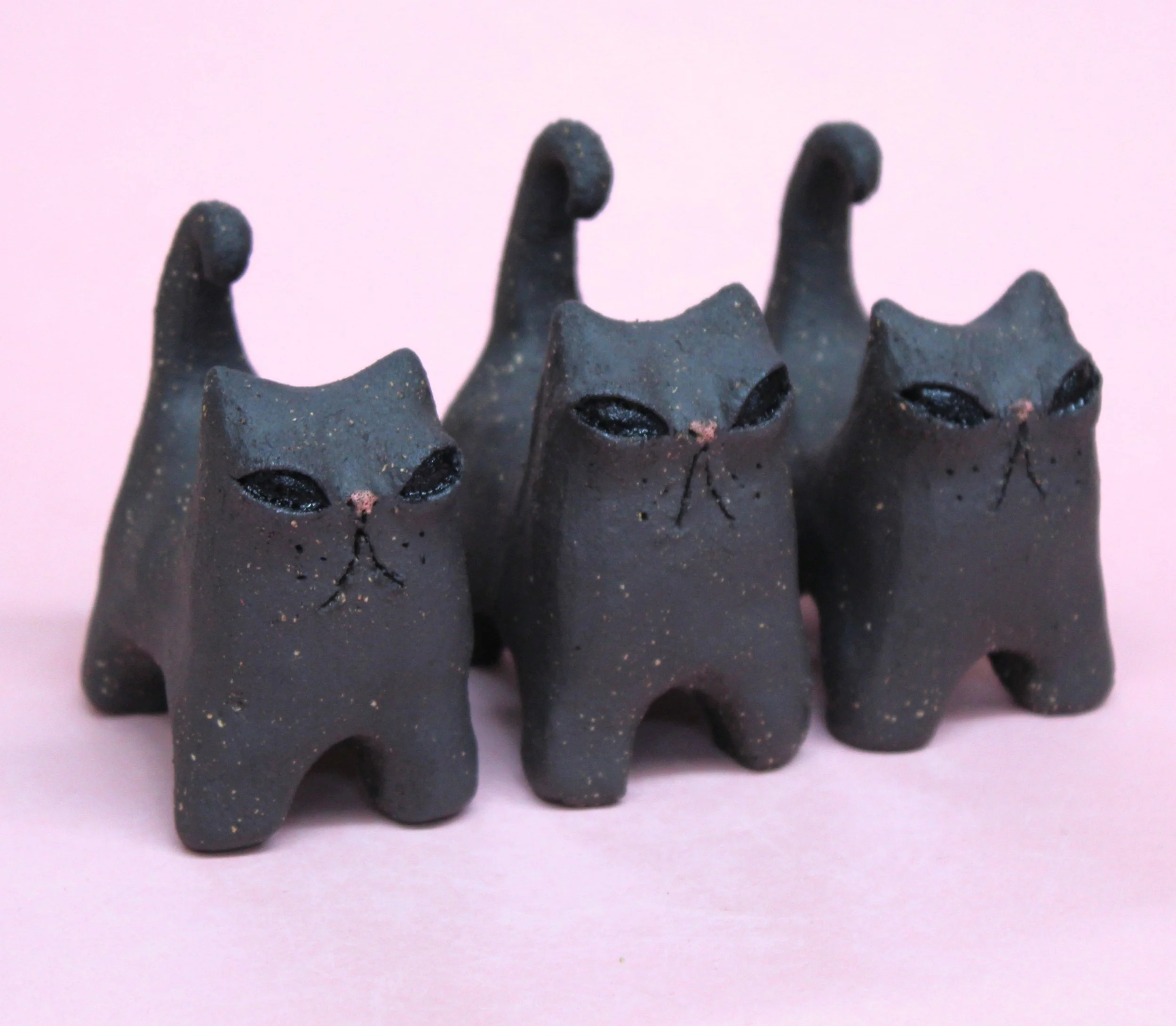 Small Black Cat Ceramic Sculpture