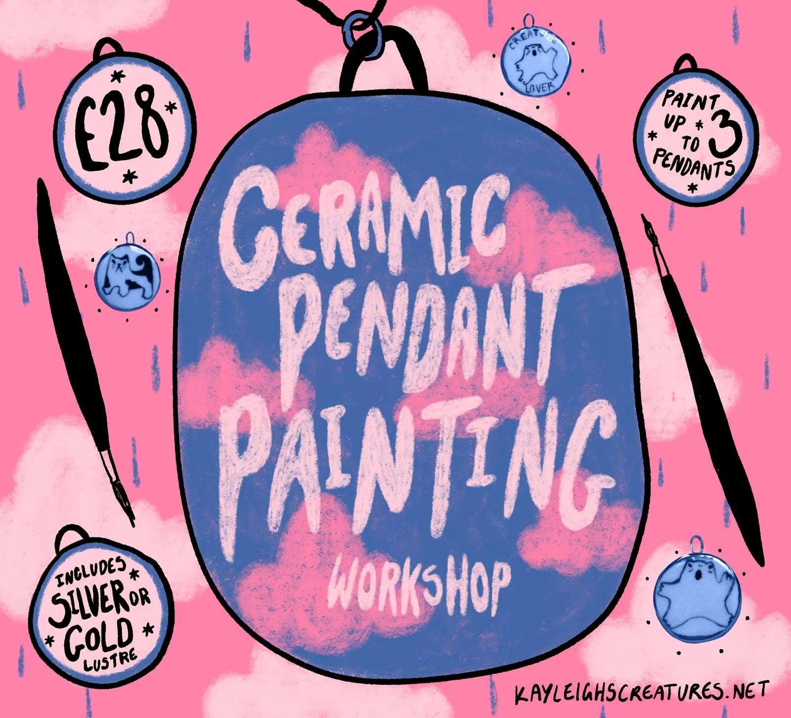 1 Hour Ceramic Pendant Painting Workshop!