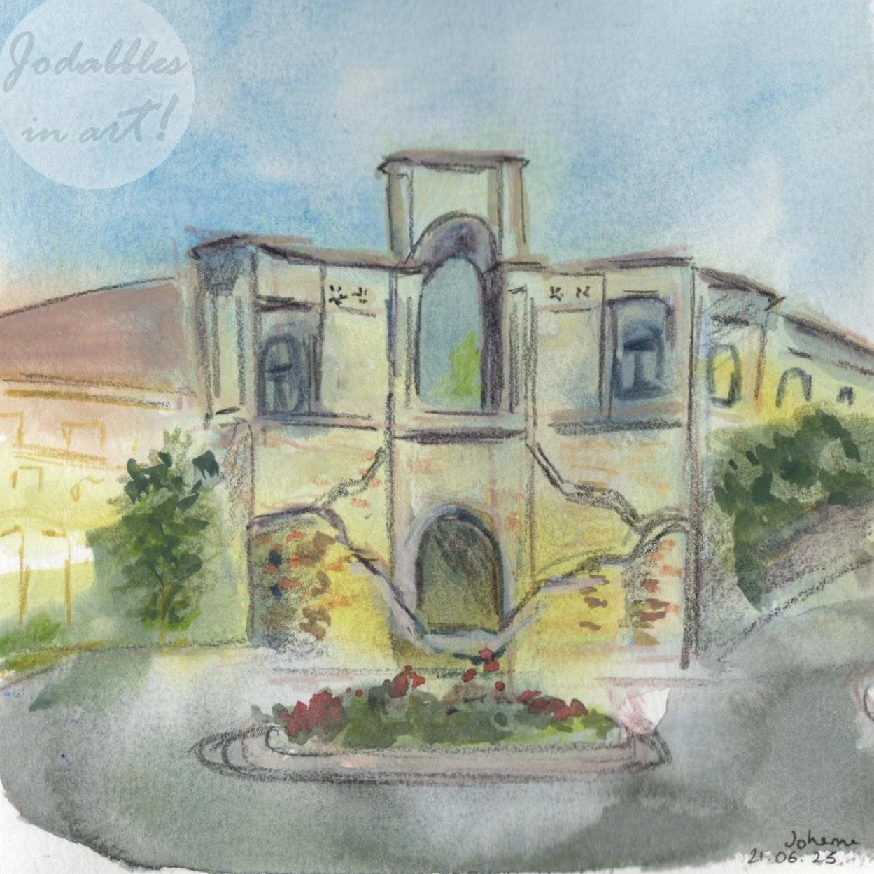 Cagliari, Sardinia, Italy. 2023. Gouache & mixed media.