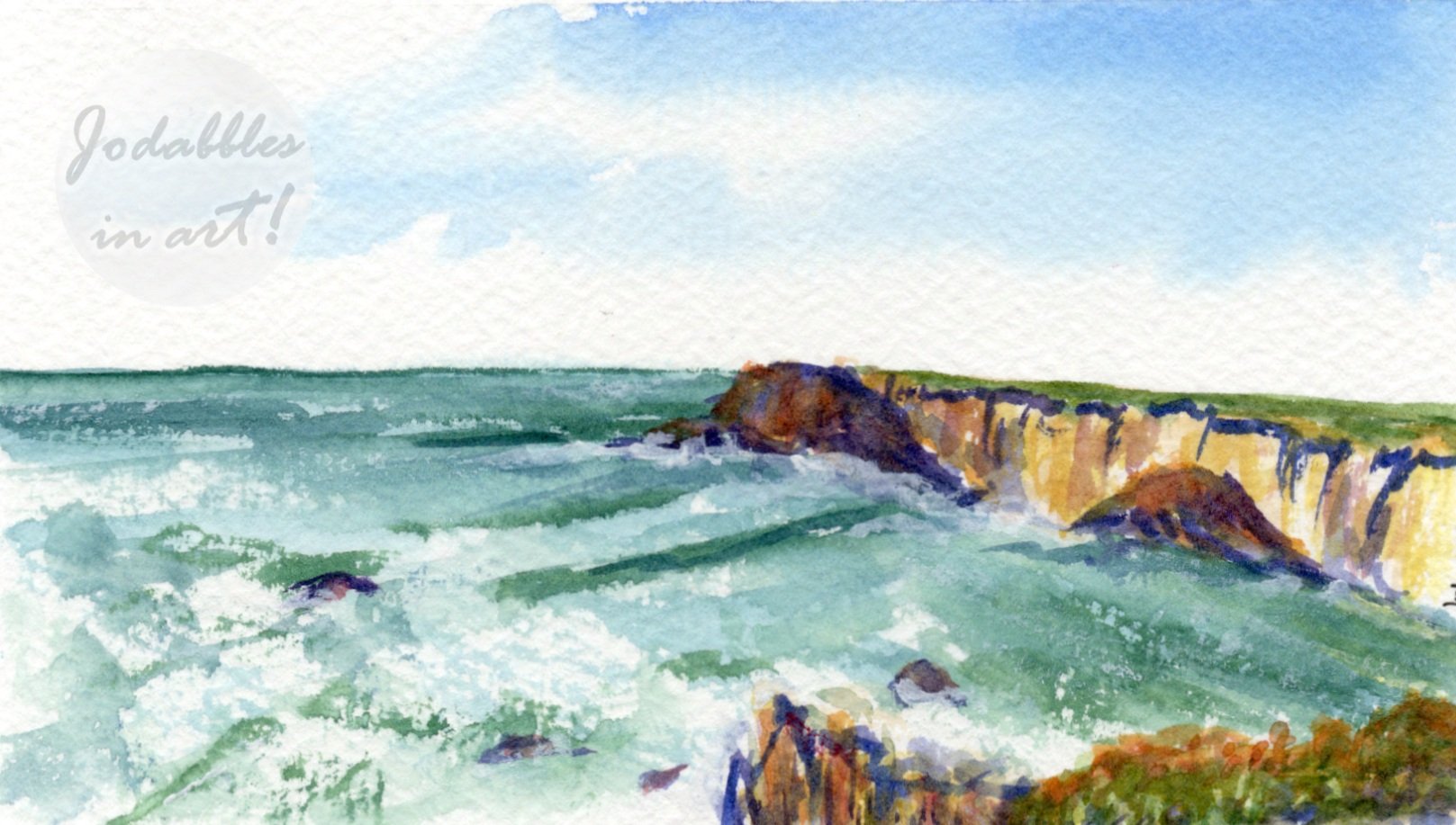December 2023. Watercolors on Winsor & Newton cold-pressed watercolor paper - Turquoise French waters. Own reference.