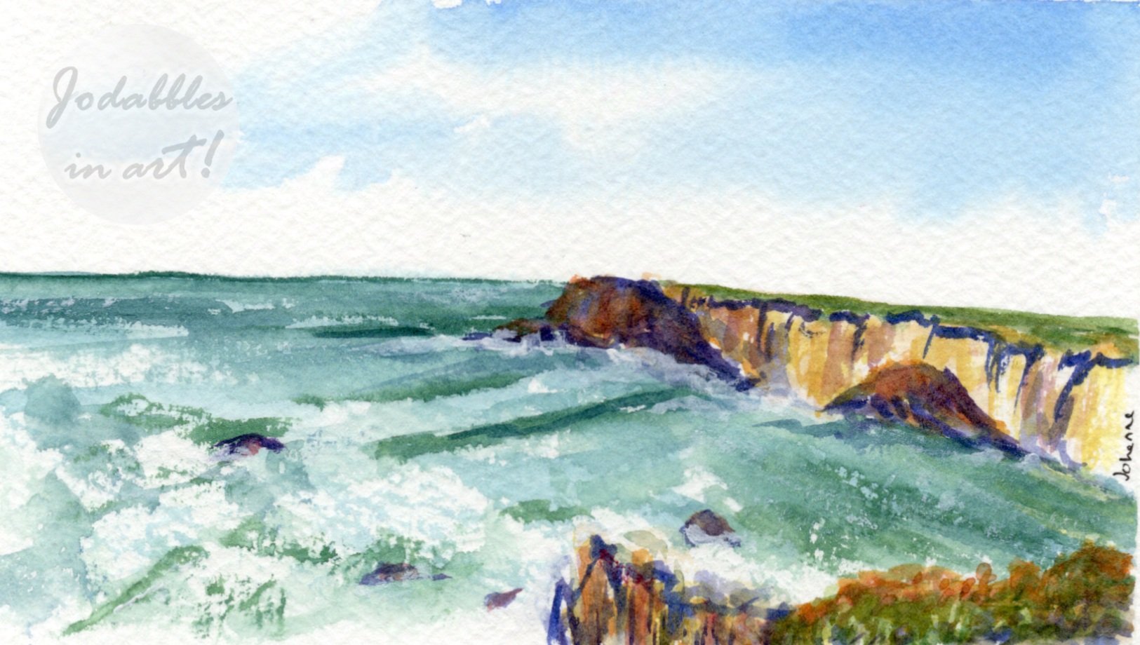 December 2023. Watercolors on Winsor & Newton cold-pressed watercolor paper - Turquoise French waters. Own reference.