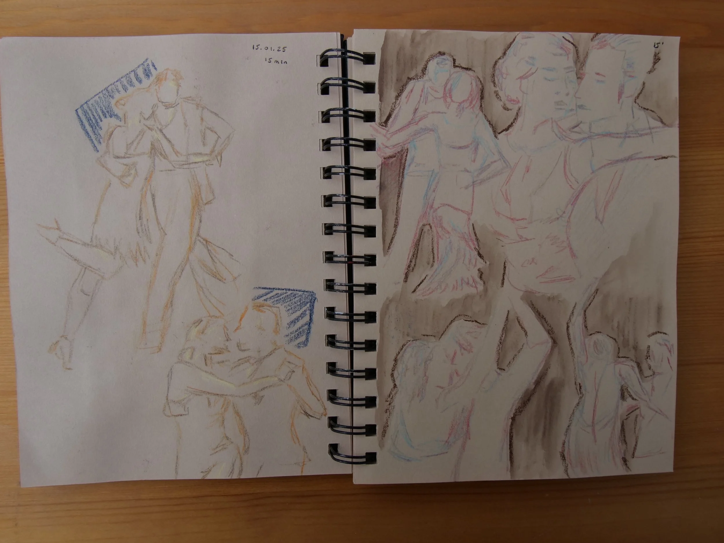 January 2025 - dancers in colored pencils + neocolors II (from Pinterest)