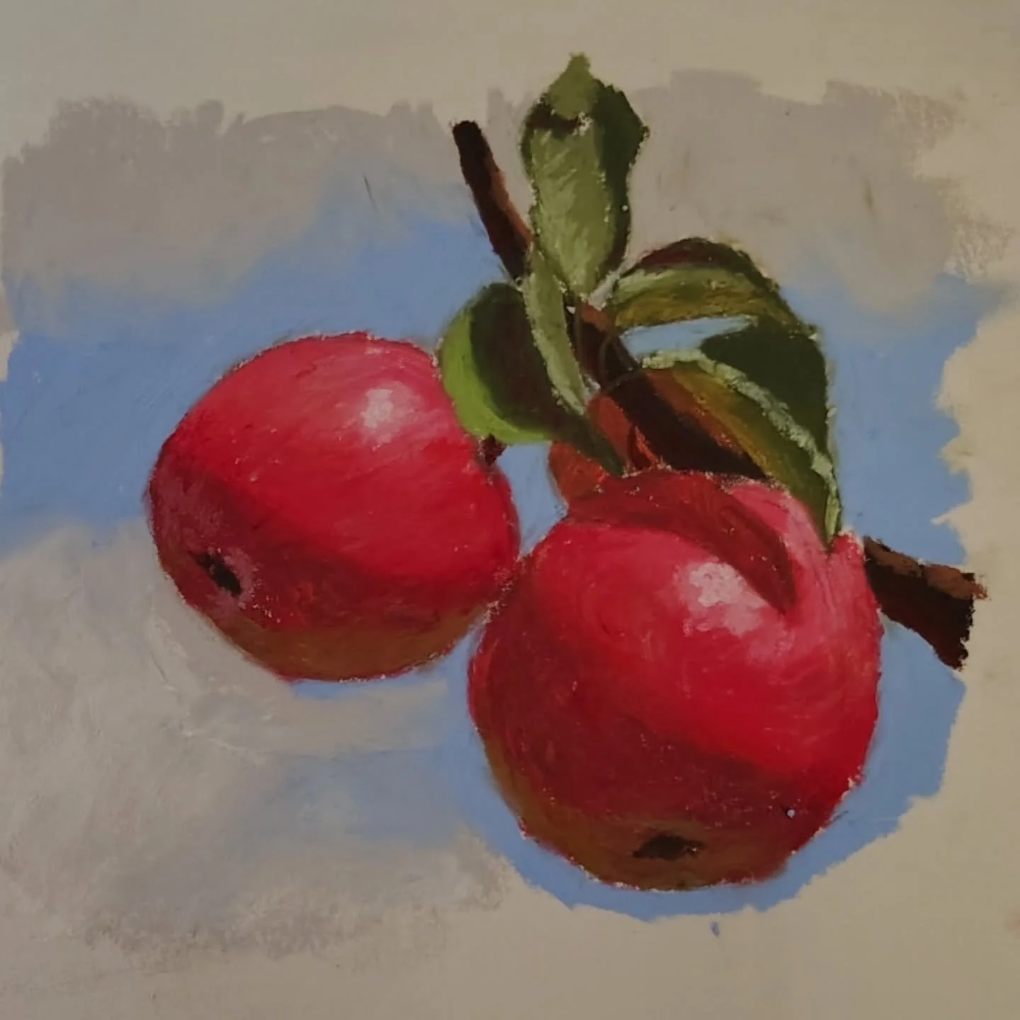 I've slowly been making my way through @lenarivo incredible class on oil pastels. This is the first full-time tutorial of the class that I'm following and I'm just amazed! I love the use of colors, the breaking down into simple shapes. It's amazing e