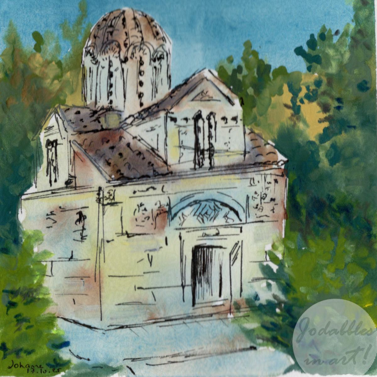 Athens, Greece. 2025. Gouache & mixed media.