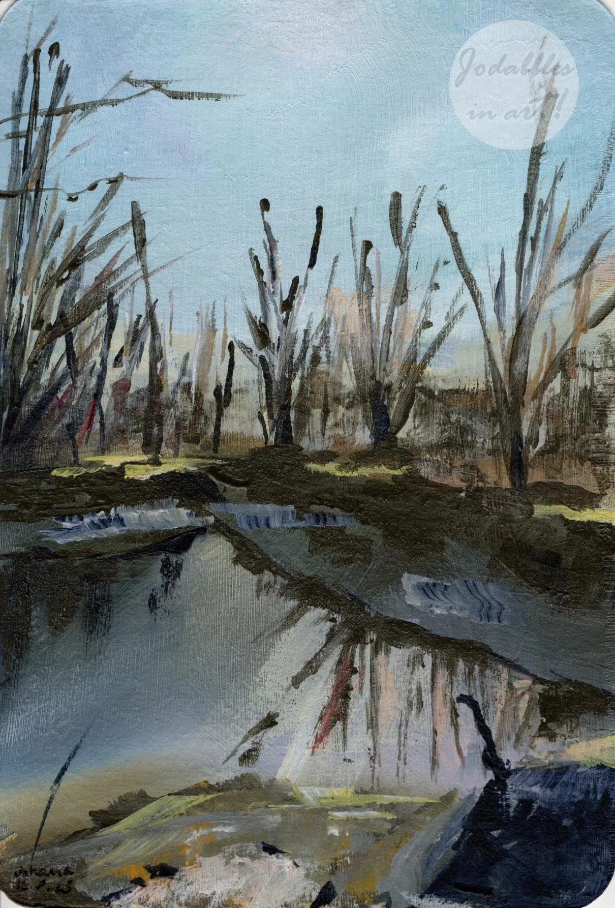 August 2025.  Acrylic paint on watercolor paper (A6 postcard) - Klosterneuburg. Own reference.