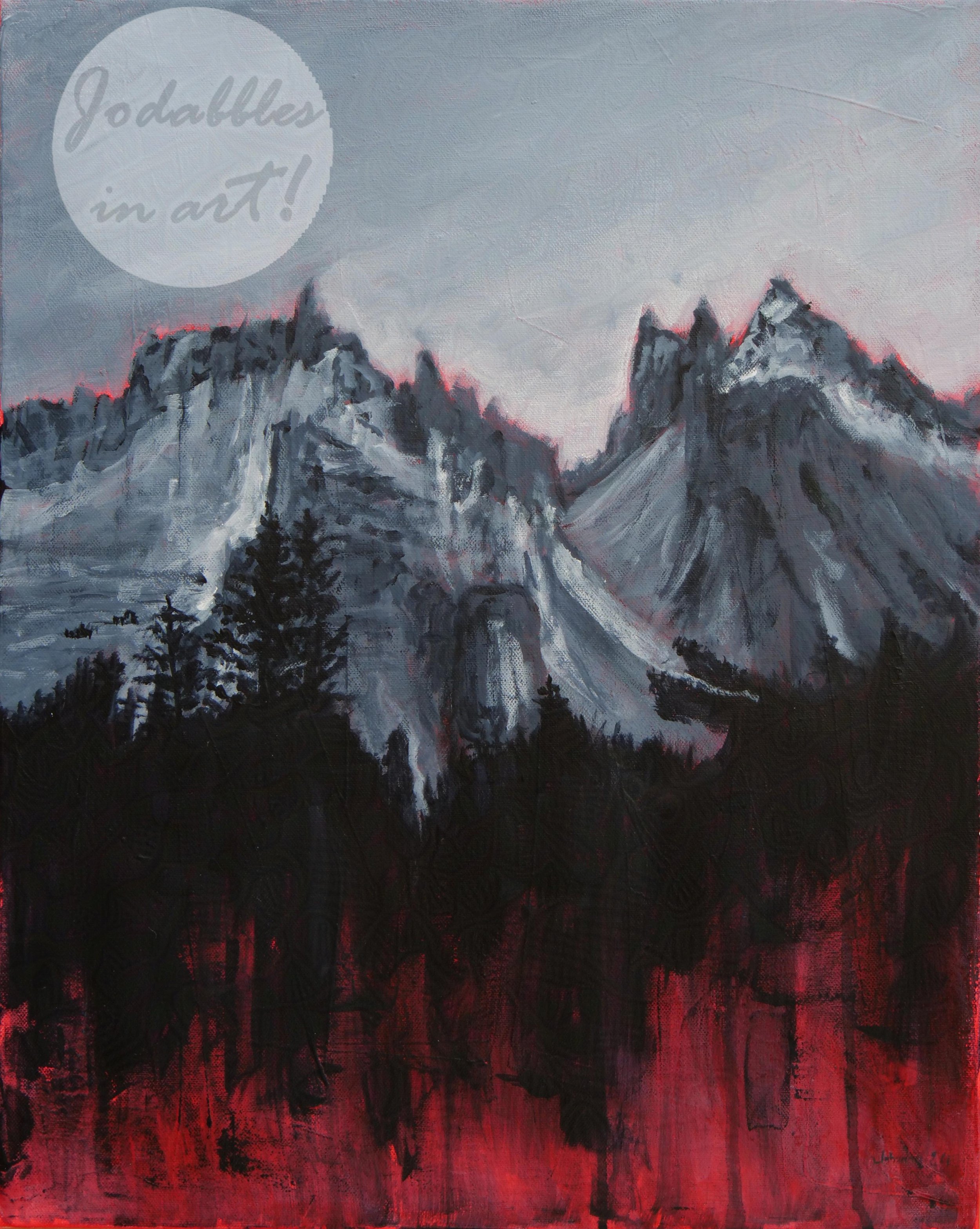 June 2024. Acrylic paint on canvas (39.5x50cm) - Monochromatic mountains. Own reference.