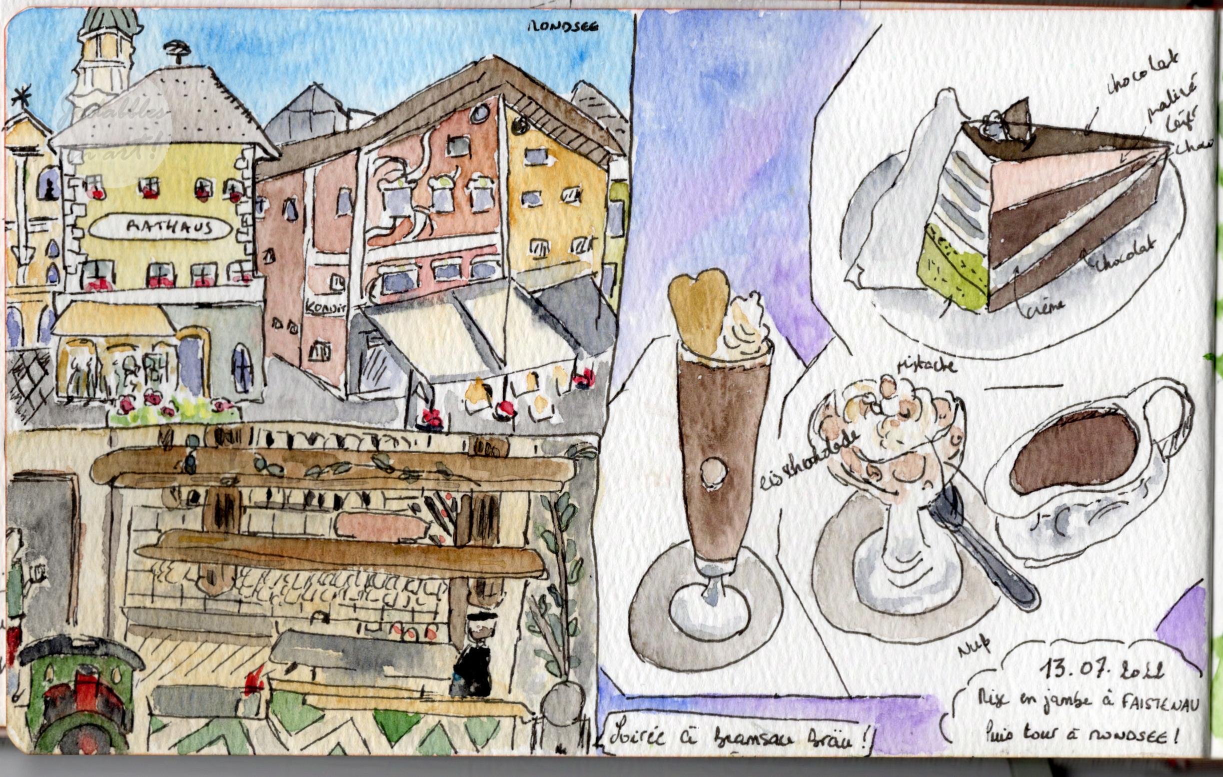 July 2022. Mondsee (Austria) in inks and watercolors.