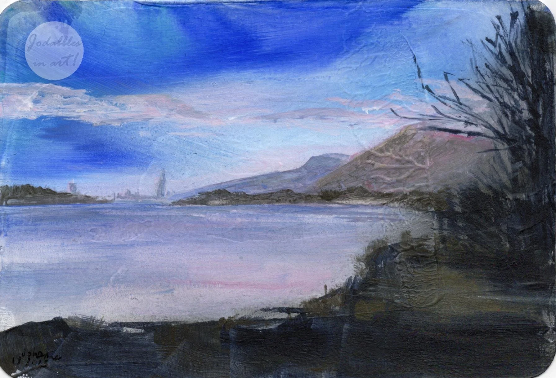 August 2025.  Acrylic paint on watercolor paper (A6 postcard) - Klosterneuburg. Own reference.