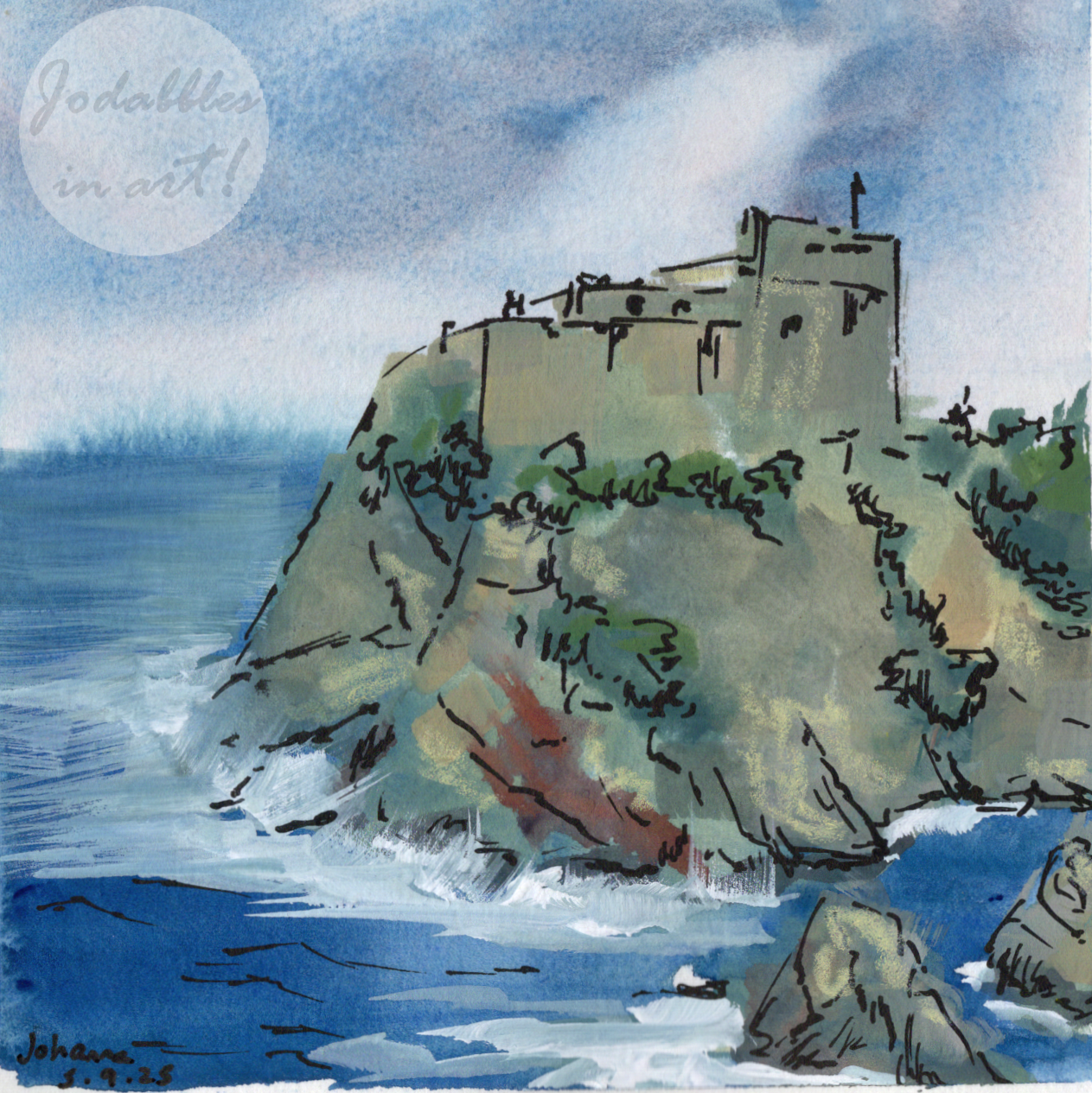Dubrovnik, Croatia. 2024. Gouache & mixed media.