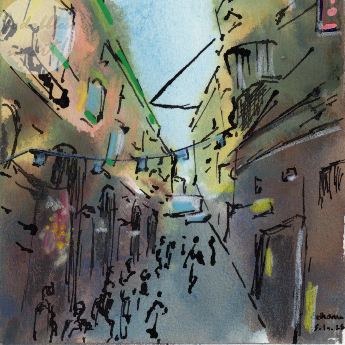 Napoli, Italy. 2025. Gouache & mixed media.