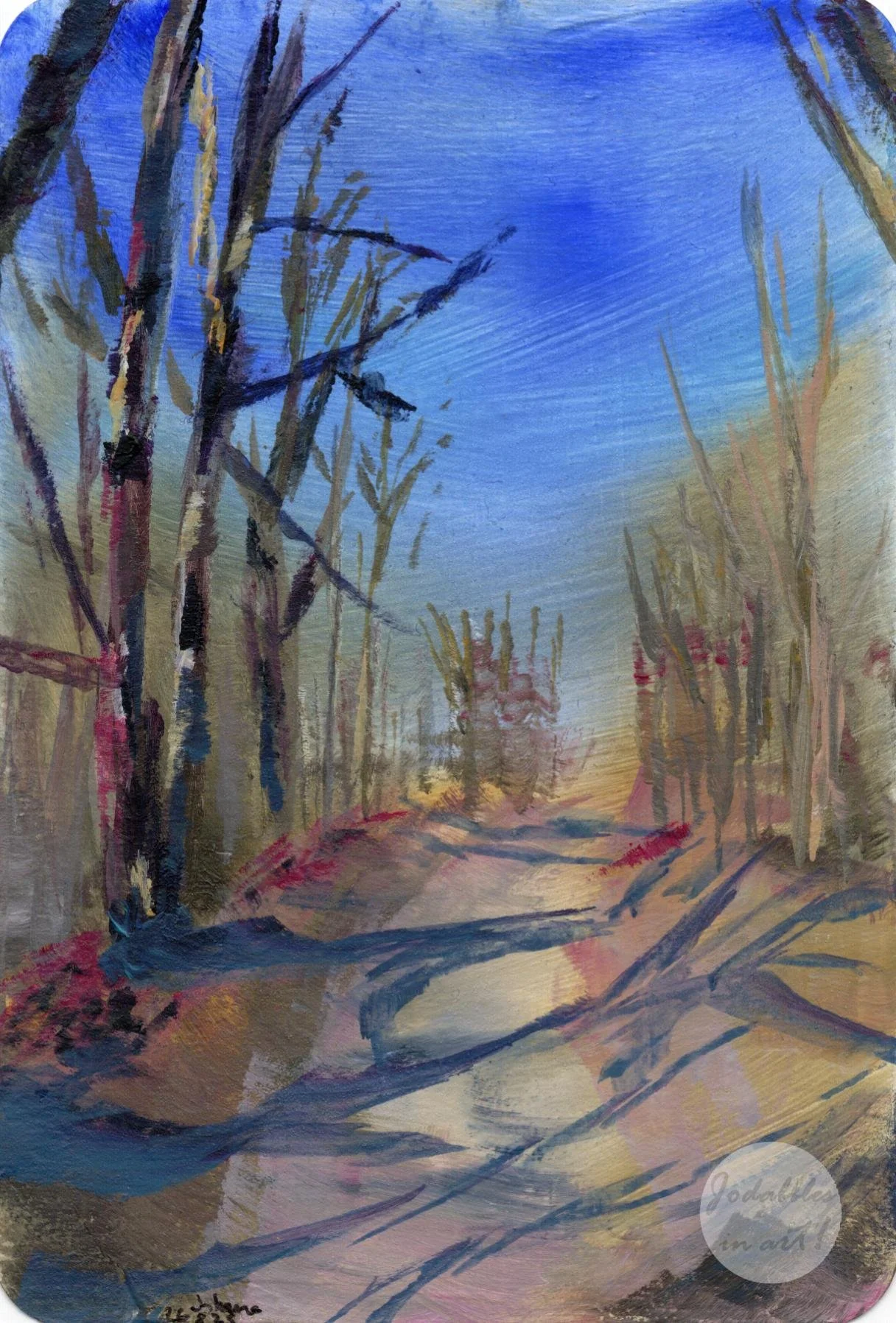 August 2025.  Acrylic paint on watercolor paper (A6 postcard) - Klosterneuburg. Own reference.