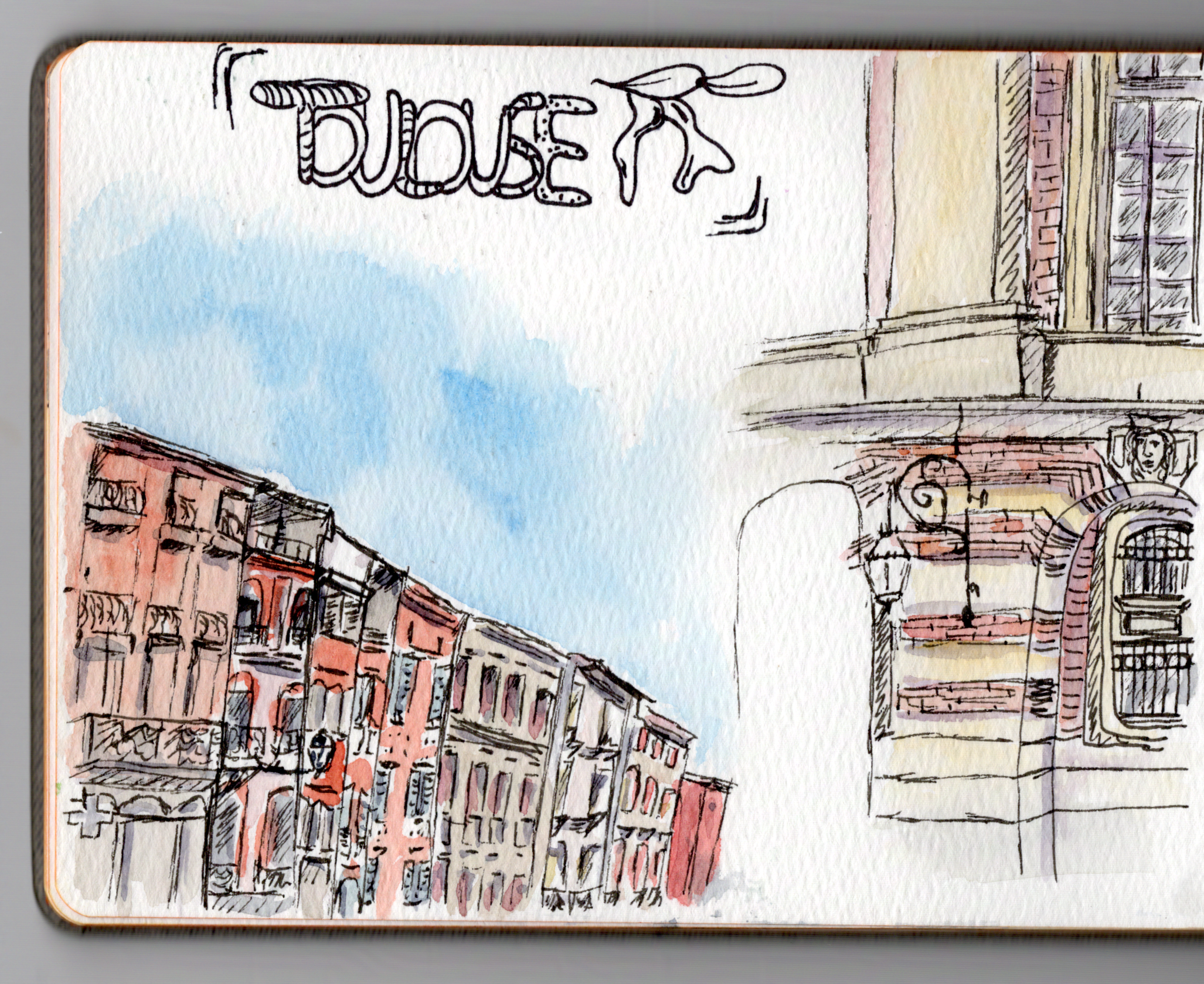 March 2023. Toulouse (France) in ink and watercolors.