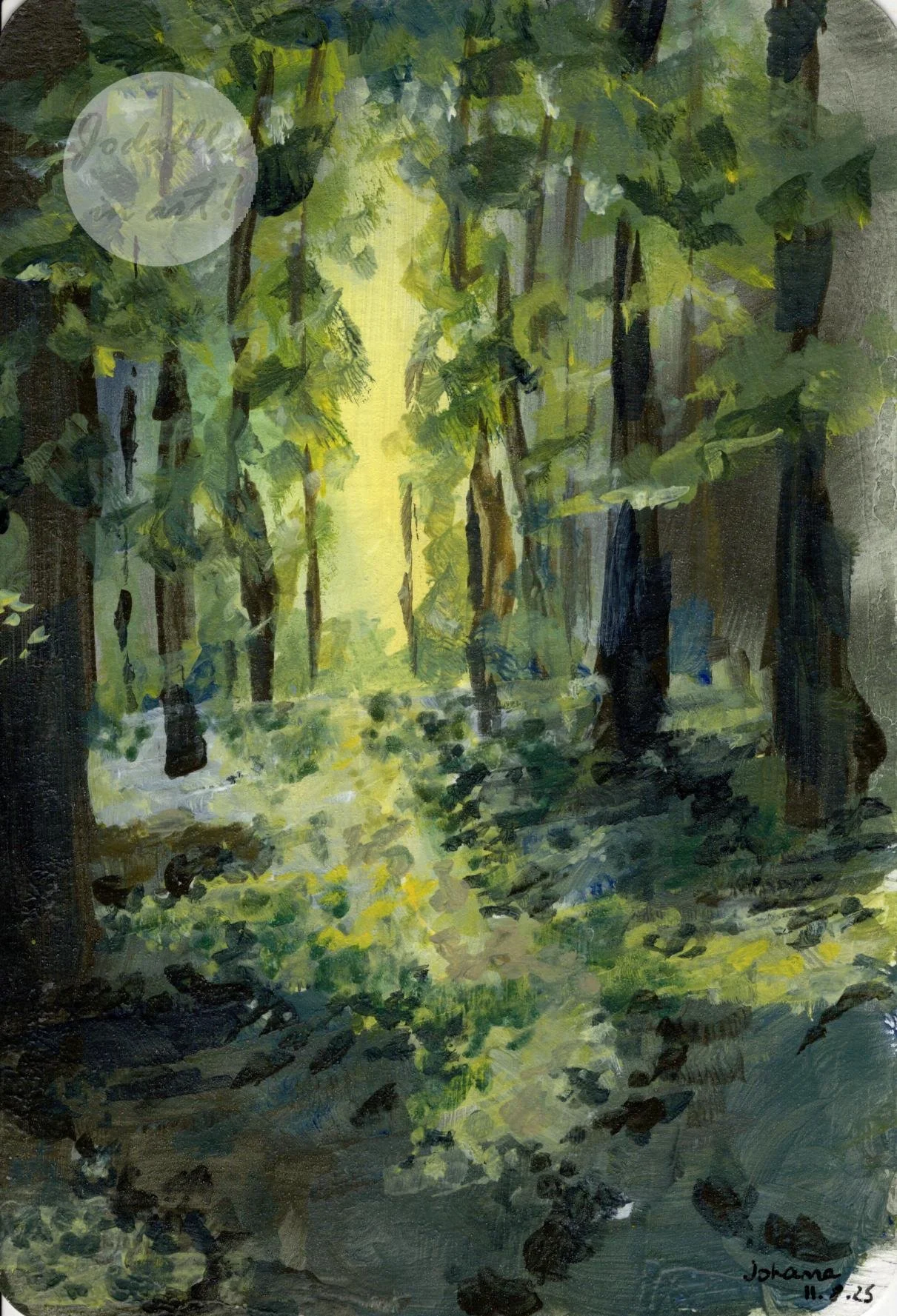 August 2025.  Acrylic paint on watercolor paper (A6 postcard) - Klosterneuburg. Own reference.