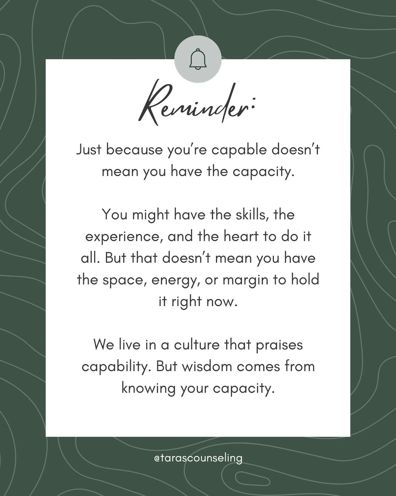 ✨As you head into your week, here&rsquo;s an important reminder&hellip;

Just because you&rsquo;re capable doesn&rsquo;t mean you have the capacity.

You might have the skills, the experience, and the heart to do it all. But that doesn&rsquo;t mean y