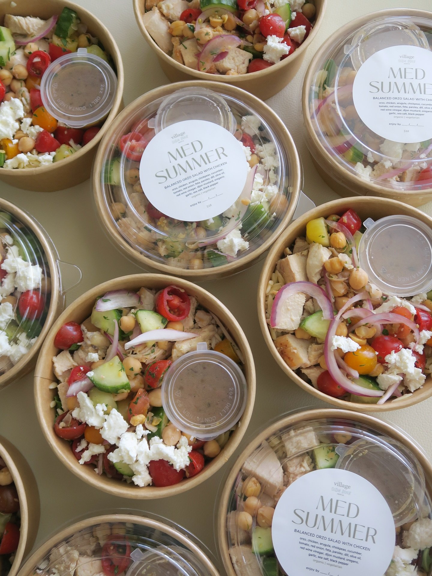 PSA: You asked, we listened. The Med Summer Bowl now comes two ways &mdash; with or without chicken. Fresh batch drops tomorrow at @gldnhourcoffeeco 🫶
