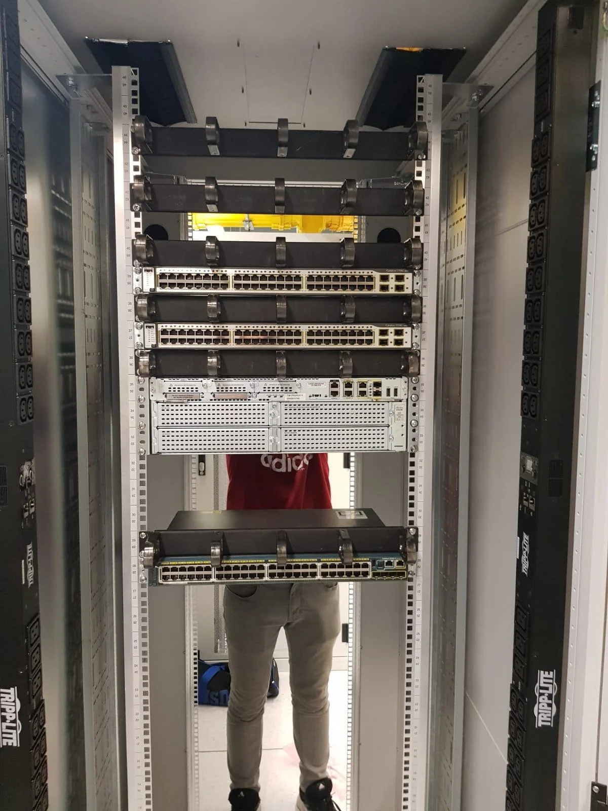 Rack and stack installation of multiple servers in a secured data centre cabinet